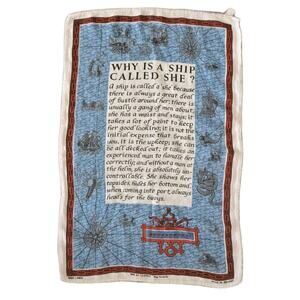 Vintage She By Ulster Tea Towel Irish Linen Ireland Weavers Ship Nautical